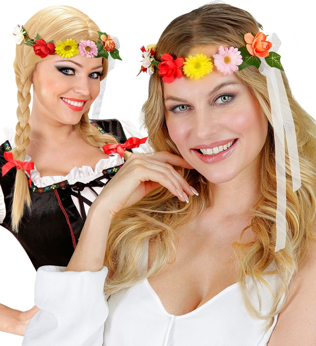Blumendiadem mit bunten Bändern für Fasnacht und Karneval