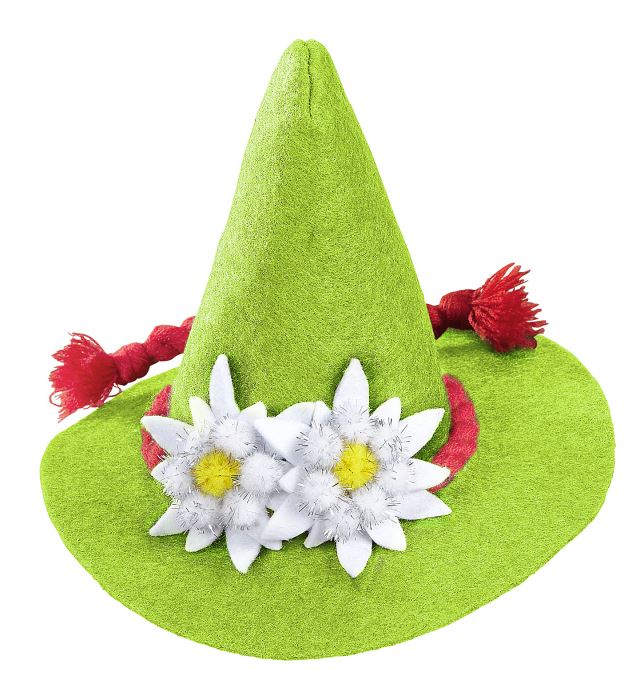 Bayerischer Minihut mit weißem Edelweiß als Fasnachts-Accessoire