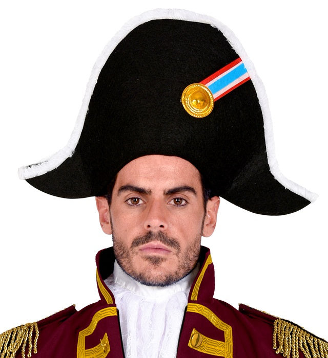 Napoleon Hut in klassischem Schwarz mit goldener Verzierung für Fasnacht und Mottoparty