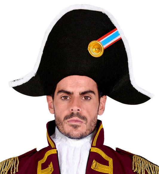 Napoleon Hut in klassischem Schwarz mit goldener Verzierung für Fasnacht und Mottoparty