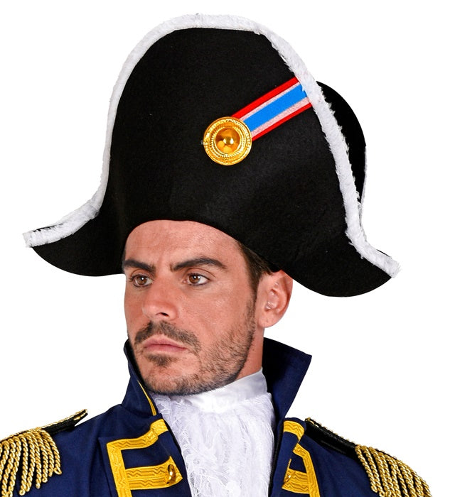 Napoleon Hut in klassischem Schwarz mit goldener Verzierung für Fasnacht und Mottoparty