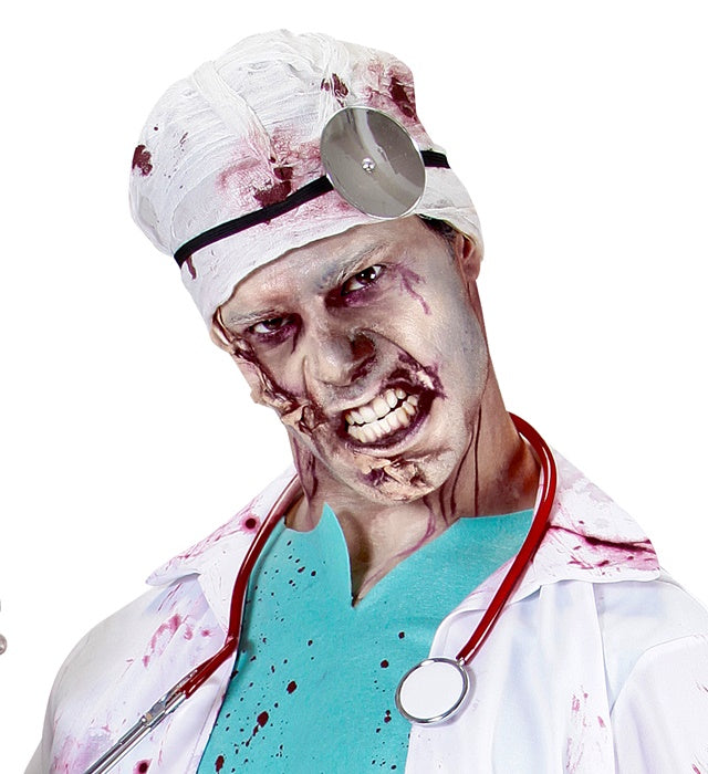 Zombie Make-up Kit mit flüssigem Latexblut, schwarzem und grauem Eyeliner sowie dreifarbigen Farben