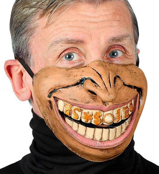 Schwarze Rapper Halbmaske für das untere Gesicht als Fasnacht-Accessoire