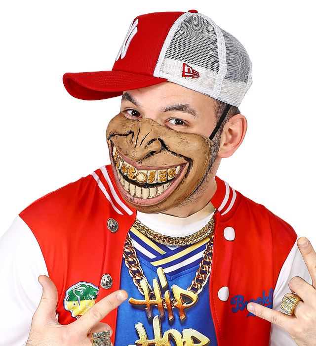 Schwarze Rapper Halbmaske für das untere Gesicht als Fasnacht-Accessoire