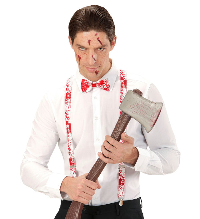 Blutige Hosenträger und Fliege Set für Halloween und Fasnacht