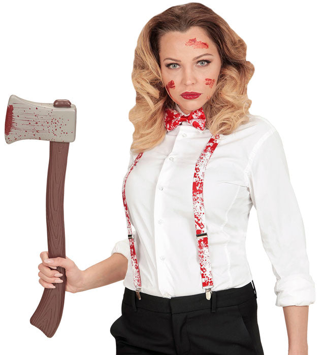 Blutige Hosenträger und Fliege Set für Halloween und Fasnacht