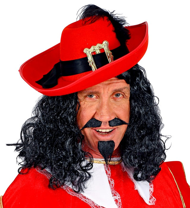 Musketier-Perücke mit Schnurr- und Kinnbart in Box für Fasnacht und Karneval