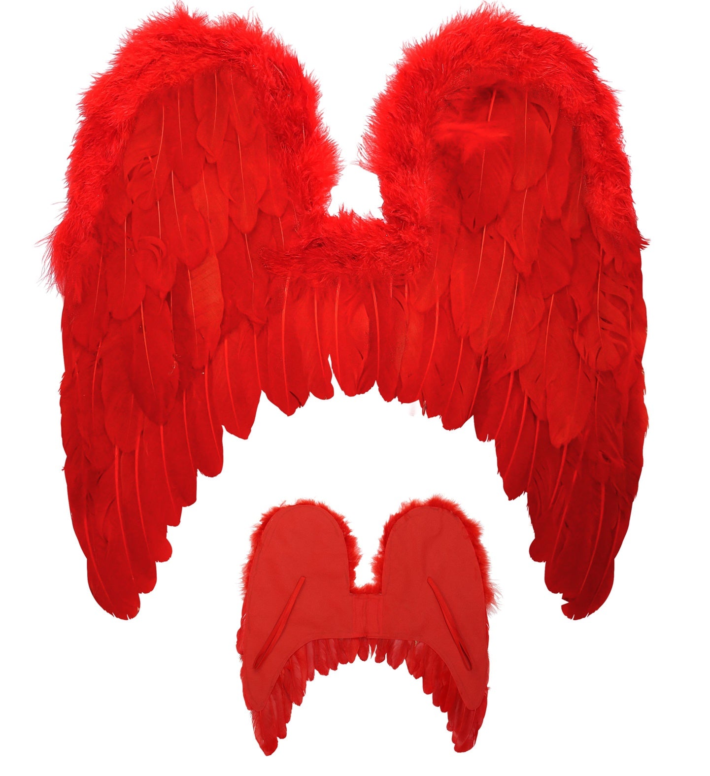 Rote Federnflügel mit Marabou Verzierung 46x48cm