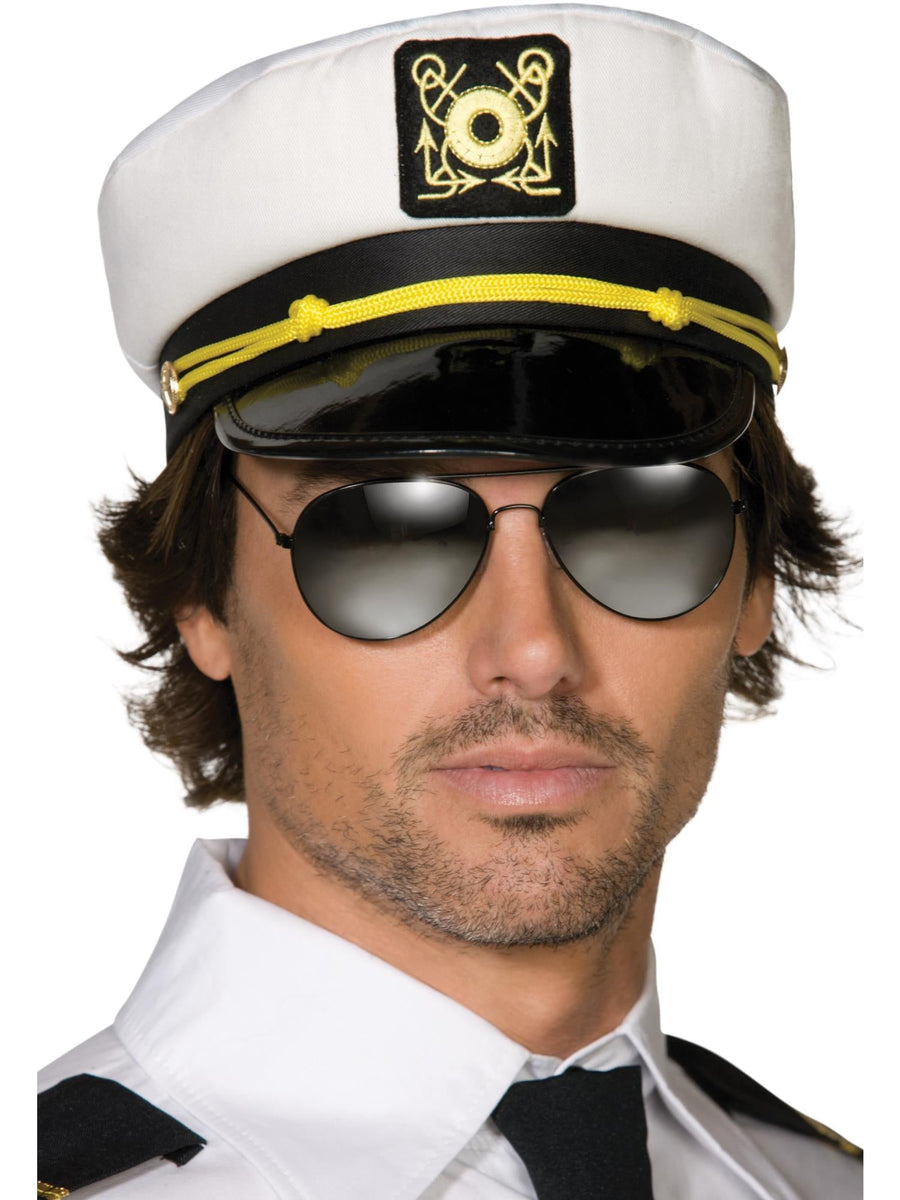 Smiffys Captains Cap weiss, Kapitänsmütze für Erwachsene