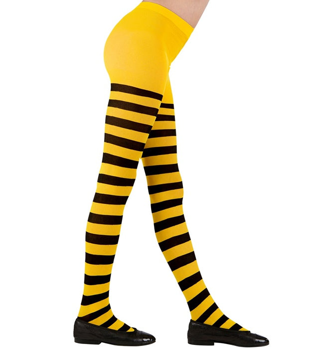 Strumpfhose mit Bienenmuster in Gelb und Schwarz, 70 DEN