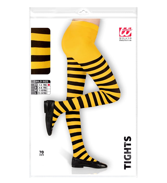 Strumpfhose mit Bienenmuster in Gelb und Schwarz, 70 DEN