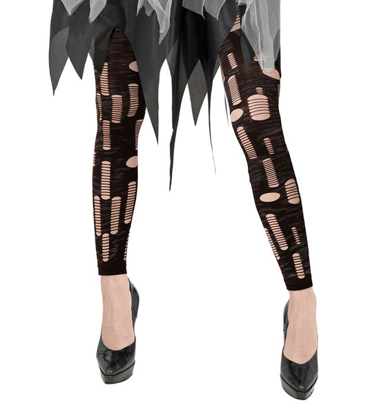 Zerfetzte Zombie Leggings mit realistischer Optik für Halloween und Fasnacht