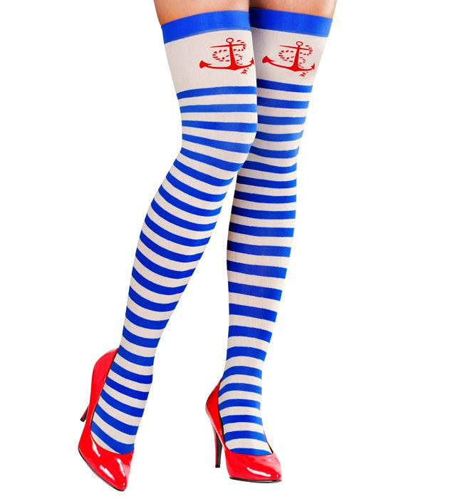 Überkniestrümpfe Sailor Girl 70 DEN in Marine-Stil
