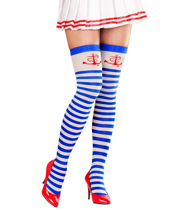 Überkniestrümpfe Sailor Girl 70 DEN in Marine-Stil