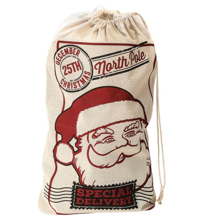 Weihnachtssack aus Jute in natürlicher Farbe mit Zugband 50x80 cm