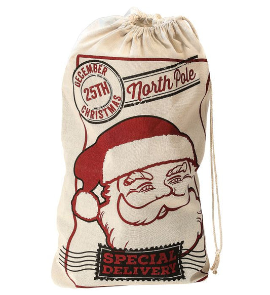 Weihnachtssack aus Jute in natürlicher Farbe mit Zugband 50x80 cm