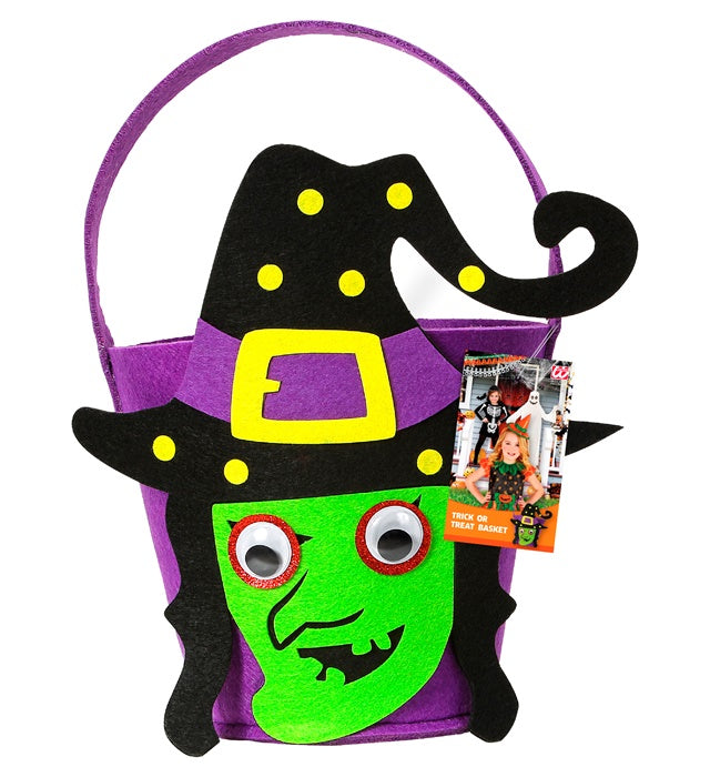 Süßes oder Saures Korb in Hexen-Optik für Halloween und Fasnacht