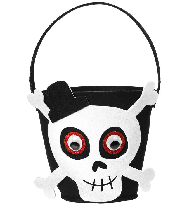 Halloween Korb mit Totenkopf Motiv für Süßes oder Saures