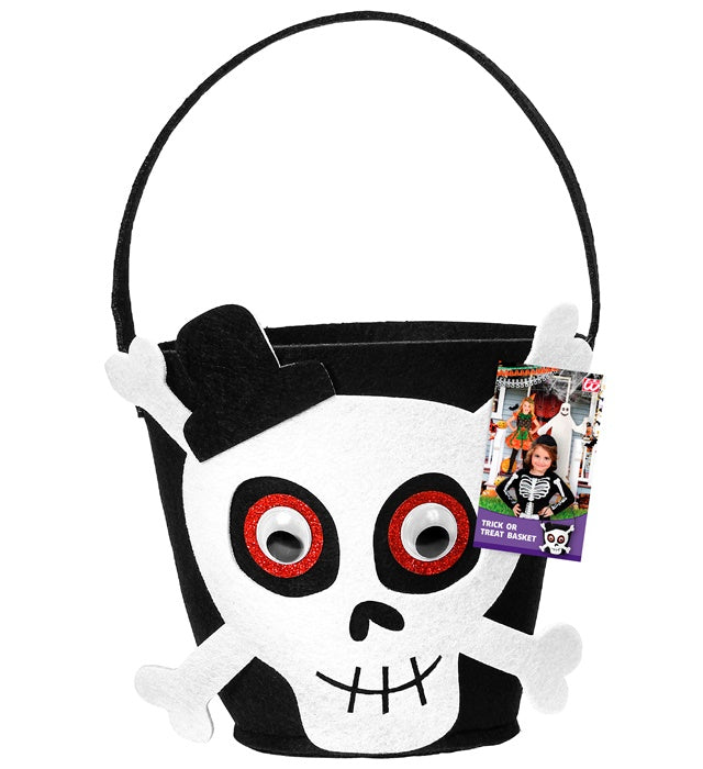 Halloween Korb mit Totenkopf Motiv für Süßes oder Saures
