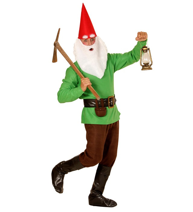 Grüner Zwerg Kostüm-Set mit Jacke, Hose, Gürtel, Hut, Bart und Schuhüberziehern