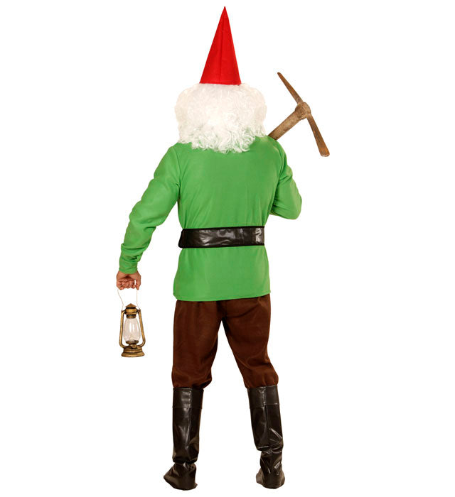 Grüner Zwerg Kostüm-Set mit Jacke, Hose, Gürtel, Hut, Bart und Schuhüberziehern