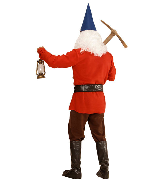Rotes Zwerg-Kostüm mit Jacke, Hose, Gürtel, Hut, Bart und Augenbrauen für Fasnacht