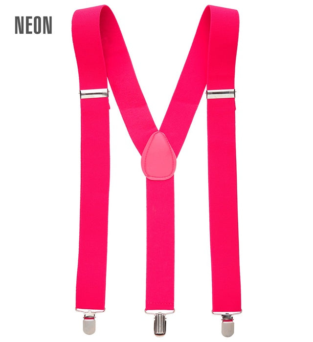 Neon pinke Hosenträger für Fasnacht und Mottoparty