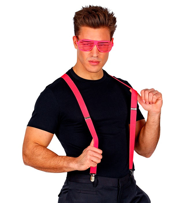 Neon pinke Hosenträger für Fasnacht und Mottoparty