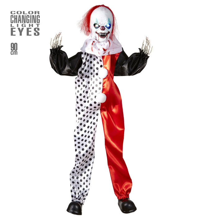 Killer-Clown Figur mit leuchtenden, farbwechselnden Augen, 90 cm hoch