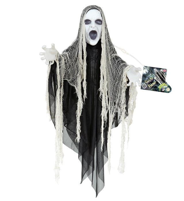 Unheimlicher Reaper Halloween-Dekoration mit leuchtendem Kopf und Händen, 153 cm groß