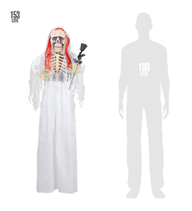 Skelettbraut Halloween Deko Figur 153 cm mit Brautkleid