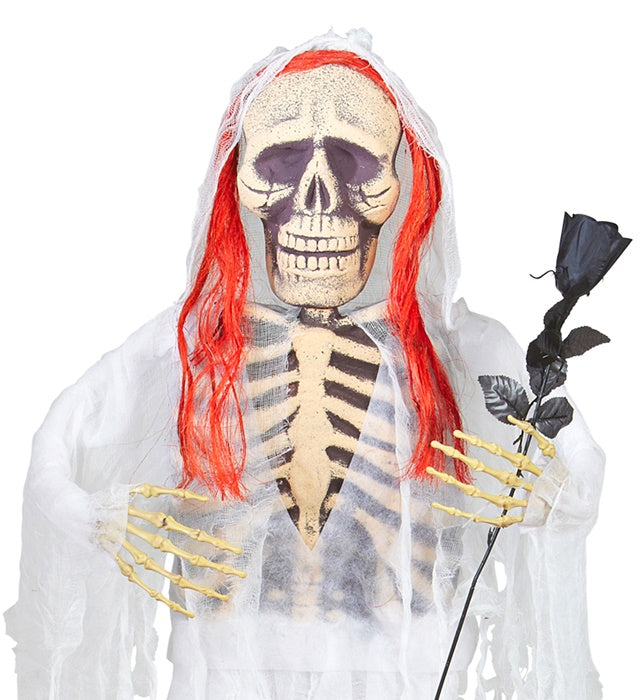 Skelettbraut Halloween Deko Figur 153 cm mit Brautkleid