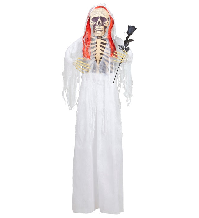 Skelettbraut Halloween Deko Figur 153 cm mit Brautkleid