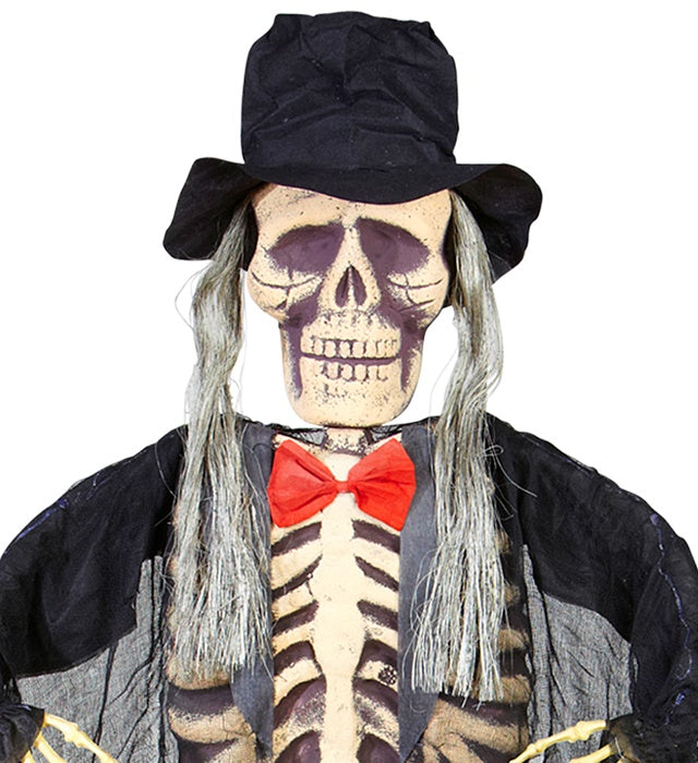 Lebensgroßer Skelettbräutigam Halloween-Dekofigur 153 cm mit Brautkleid