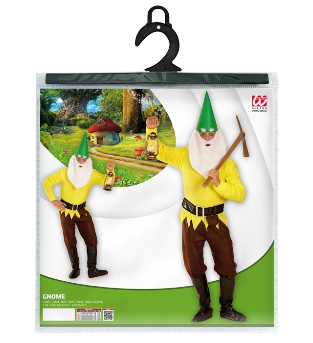Gelber Zwerg Kostüm mit Hut und Bart für Fasnacht und Karneval