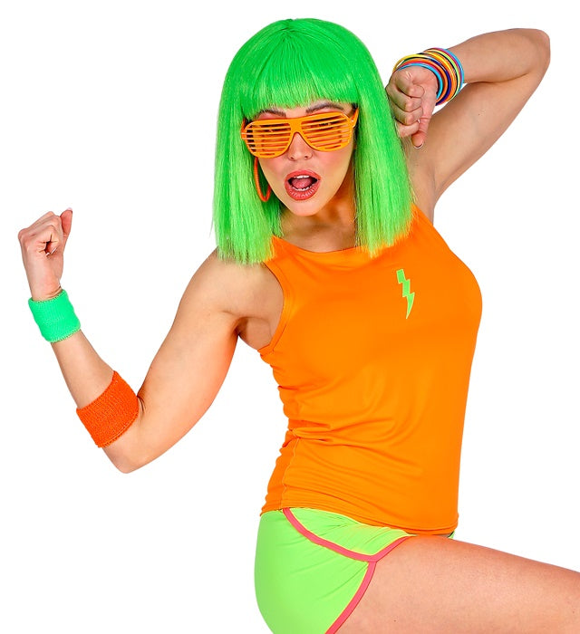 Neon oranges Tank Top für Fasnacht und Mottoparty auf weissem Hintergrund