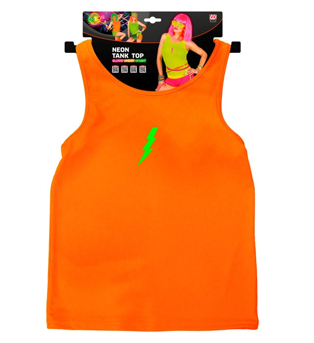 Neon oranges Tank Top für Fasnacht und Mottoparty auf weissem Hintergrund