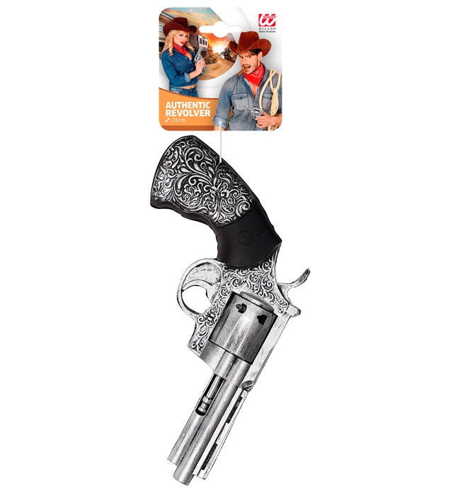Authentischer Schaumlatex Revolver 25 cm für Fasnacht und Mottoparty