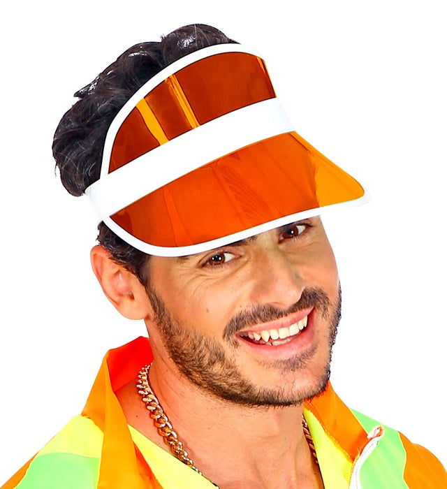 Orange Sonnenkappe im 80er Jahre Stil für Fasnacht und Karneval