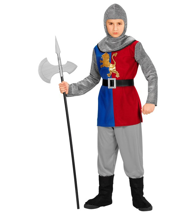 Mittelalter Ritterkostüm bestehend aus Kasack, Hose, Gürtel, Stiefelüberziehern und Kapuze