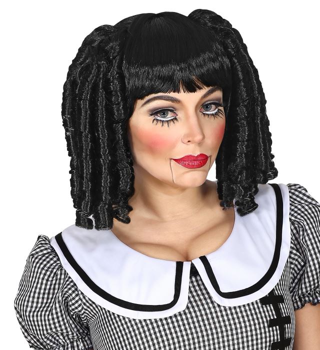 Bunte Puppenperücke im Set in Aufbewahrungsbox für Fasnacht und Halloween