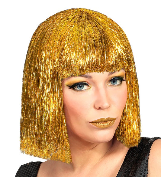 Glitzy Vegas Gold Perücke in funkelndem Gold für Fasnacht und Karneval