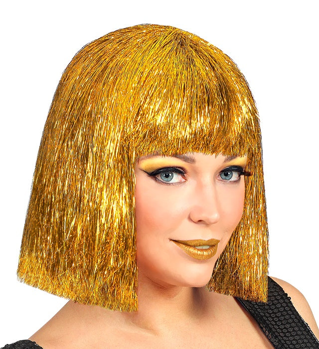 Glitzy Vegas Gold Perücke in funkelndem Gold für Fasnacht und Karneval