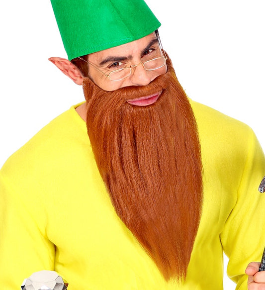 Langer brauner Bart mit Schnurrbart als Kostümzubehör