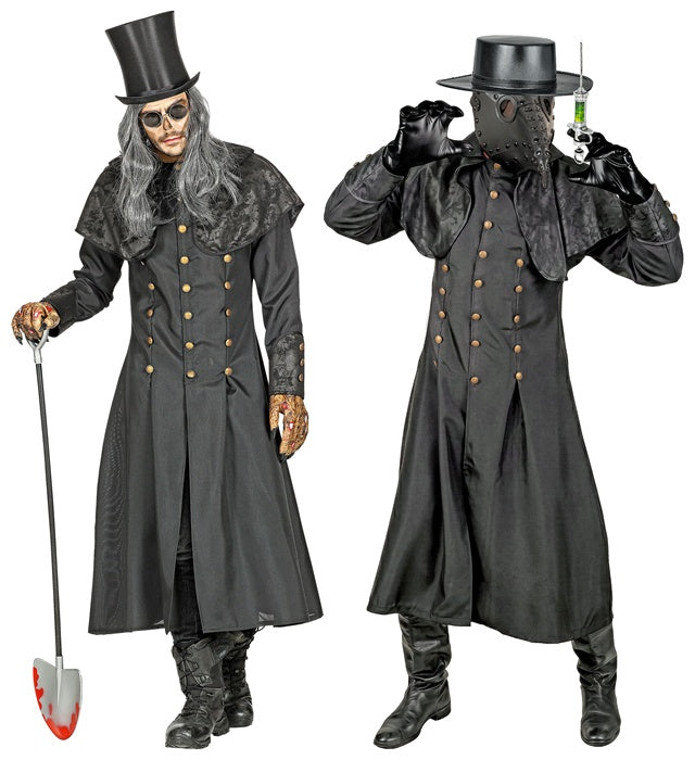 Totengräber-Mantel mit markantem Kragen für Fasnacht und Mottoparty