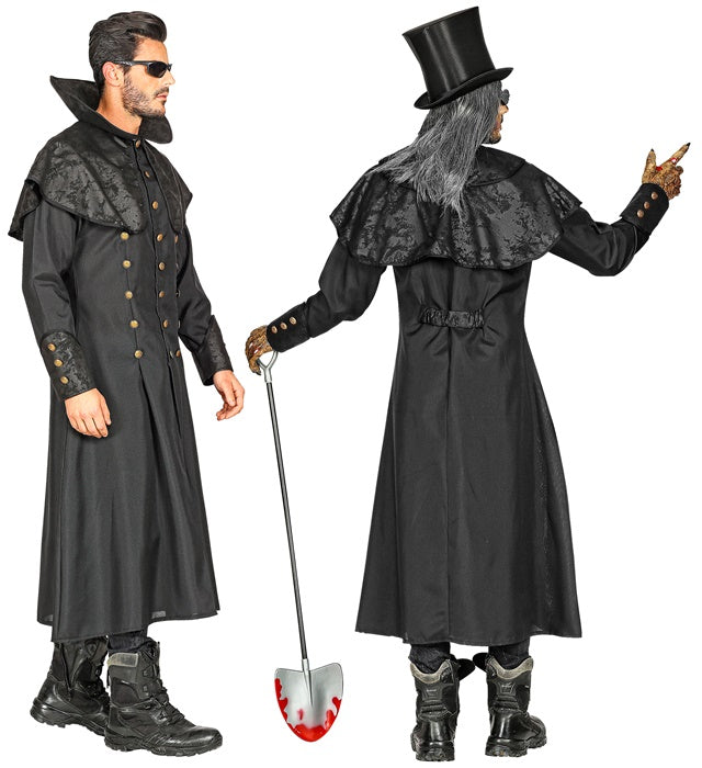 Totengräber-Mantel mit markantem Kragen für Fasnacht und Mottoparty