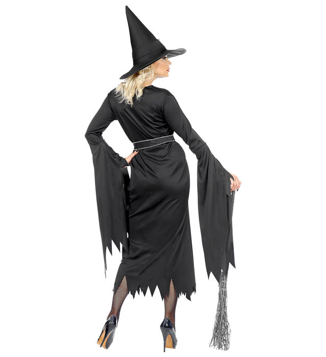 Hexen-Kostüm Set bestehend aus Kleid, Gürtel und spitzem Hexenhut