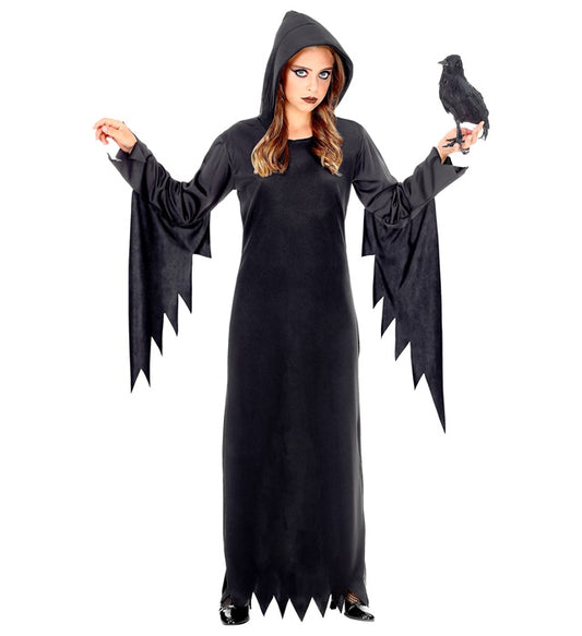 Dunkle Königin Kostümkleid mit Kapuze in elegantem Schwarz
