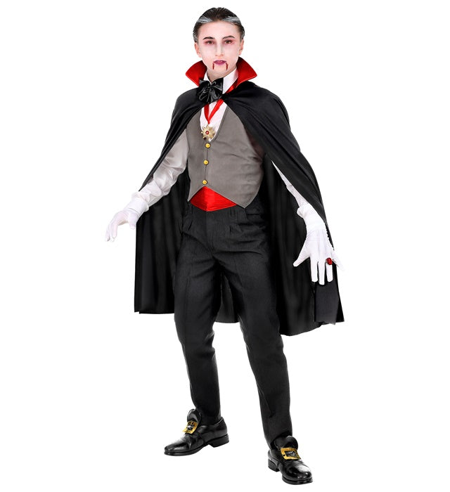 Vampir-Kostüm mit Weste, Umhang, Fliege und Accessoires für Fasnacht