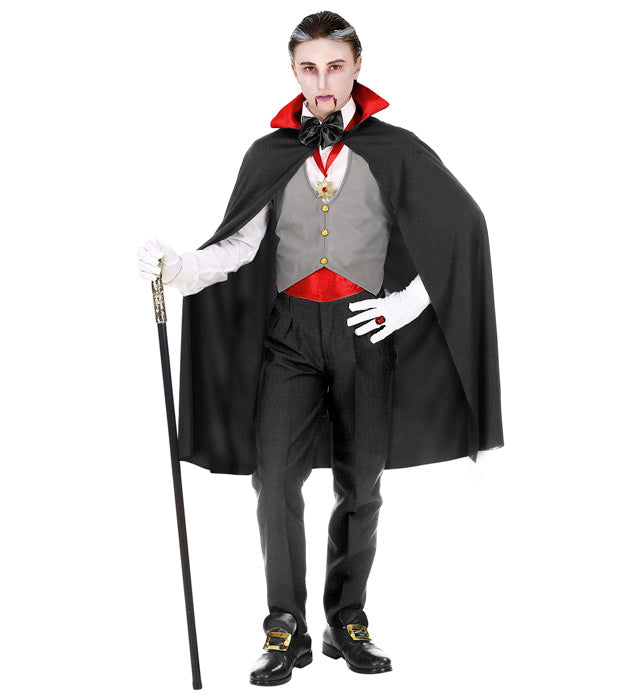 Vampir-Kostüm mit Weste, Umhang, Fliege und Accessoires für Fasnacht